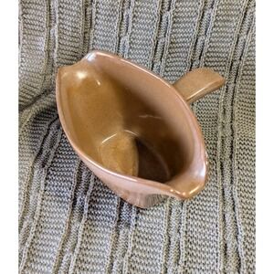 Frankoma Double-Pour Sauce Gravy Boat Handled Plainsman Brown Satin 8" x 4"